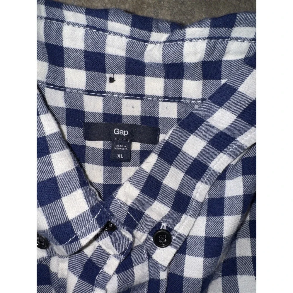 Gap Men's Blue Check Long Sleeve‎ Button Up Flannel Classic Shirt